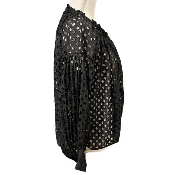 Anthropologie Ne Quittez Pas Eyelet Top Sz XS Black Beachy Resort Whimsigoth - Picture 7 of 11